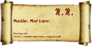 Madán Mariann névjegykártya